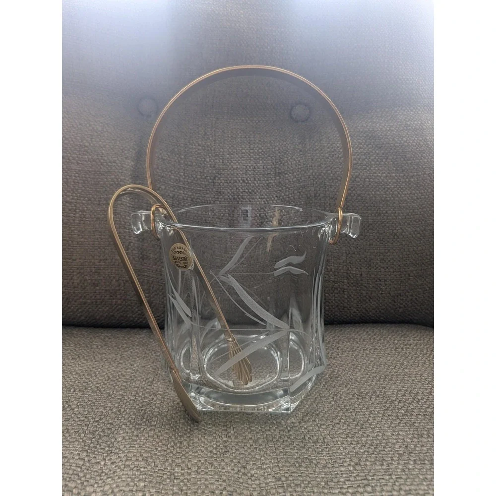Vintage Arte Murano Linea Wheat Etched Ice Bucket 5